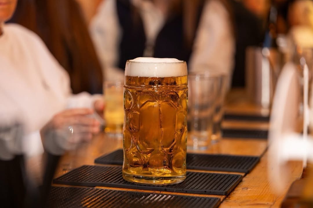A stein of beer on the bar